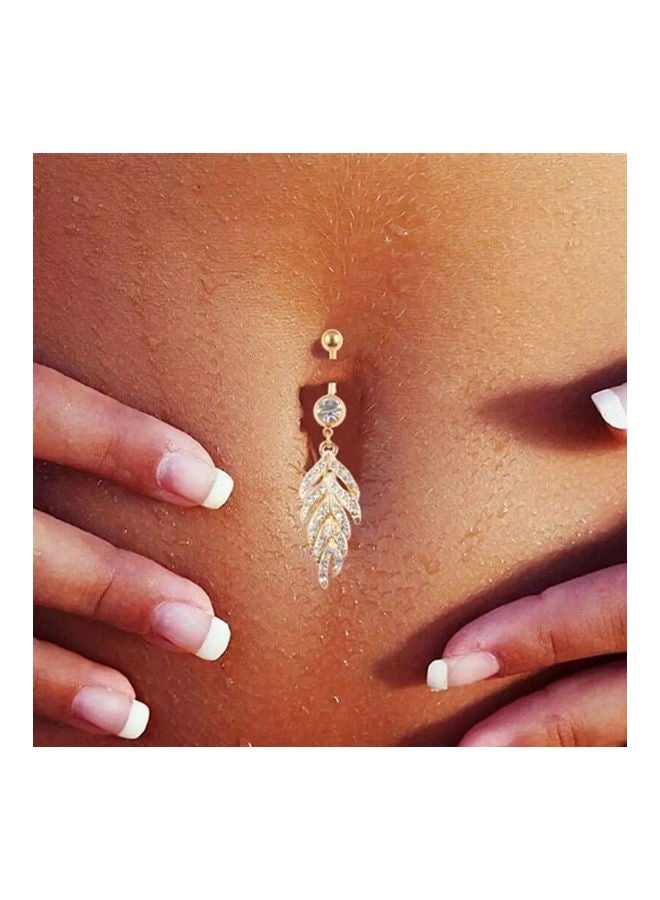 Miracle Empire - Leaf Crystals Piercing Belly Button Ring - Image 1