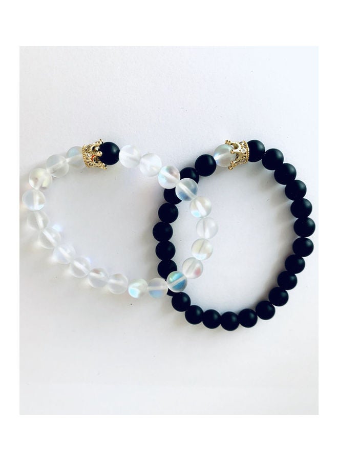 Miracle Empire 2-Piece Onyx Luminous Quartz Crown Bracelet Set - Image 1