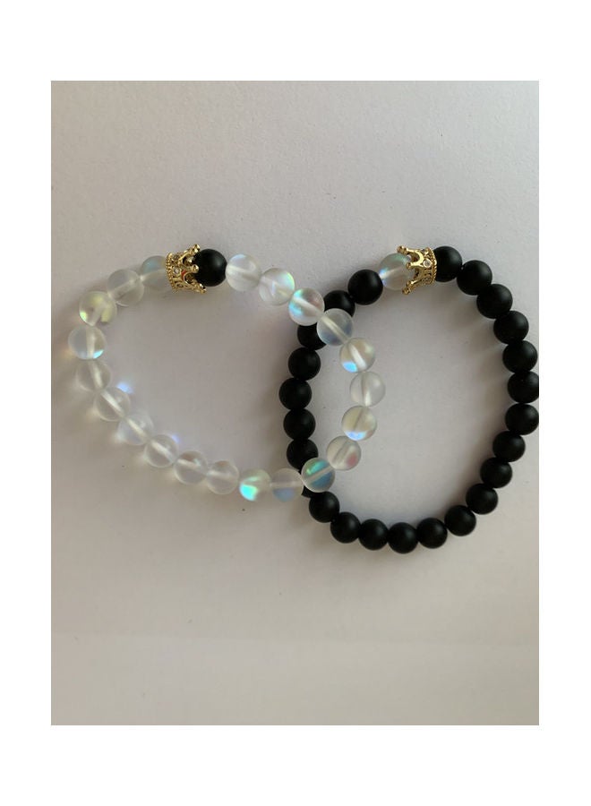 Miracle Empire 2-Piece Onyx Luminous Quartz Crown Bracelet Set - Image 2