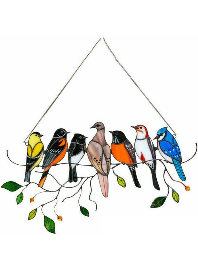 Birds On A Wire Suncatcher Window Hanging Multicolour 25x5x15cm - Image 1