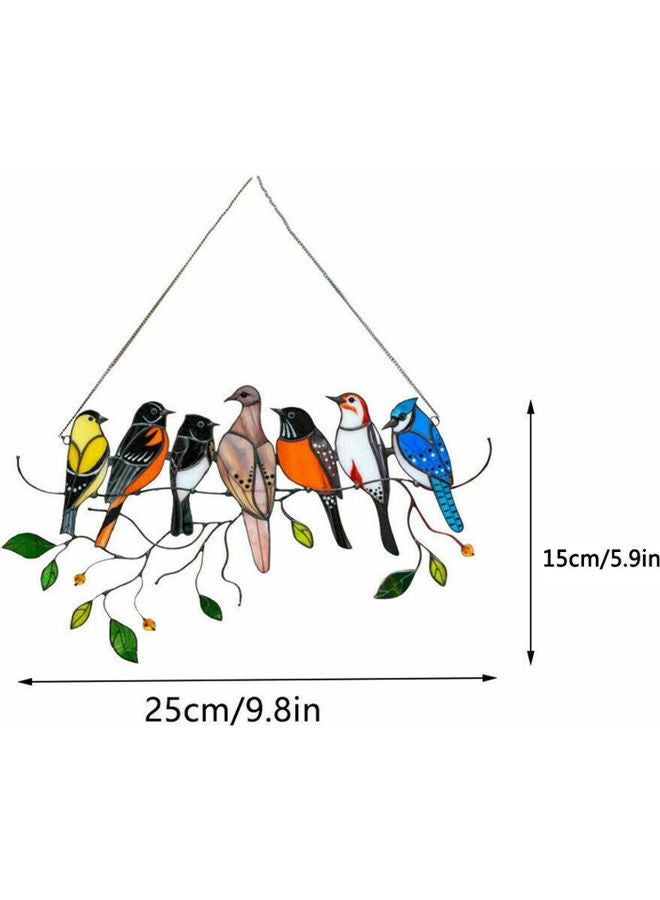 Birds On A Wire Suncatcher Window Hanging Multicolour 25x5x15cm - Image 3