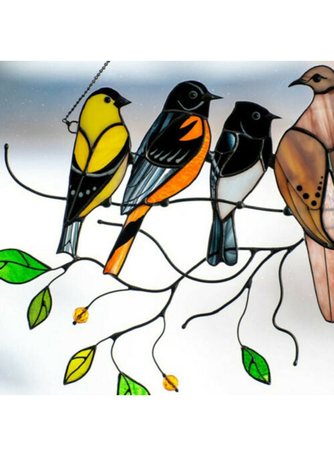 Birds On A Wire Suncatcher Window Hanging Multicolour 25x5x15cm - Image 4