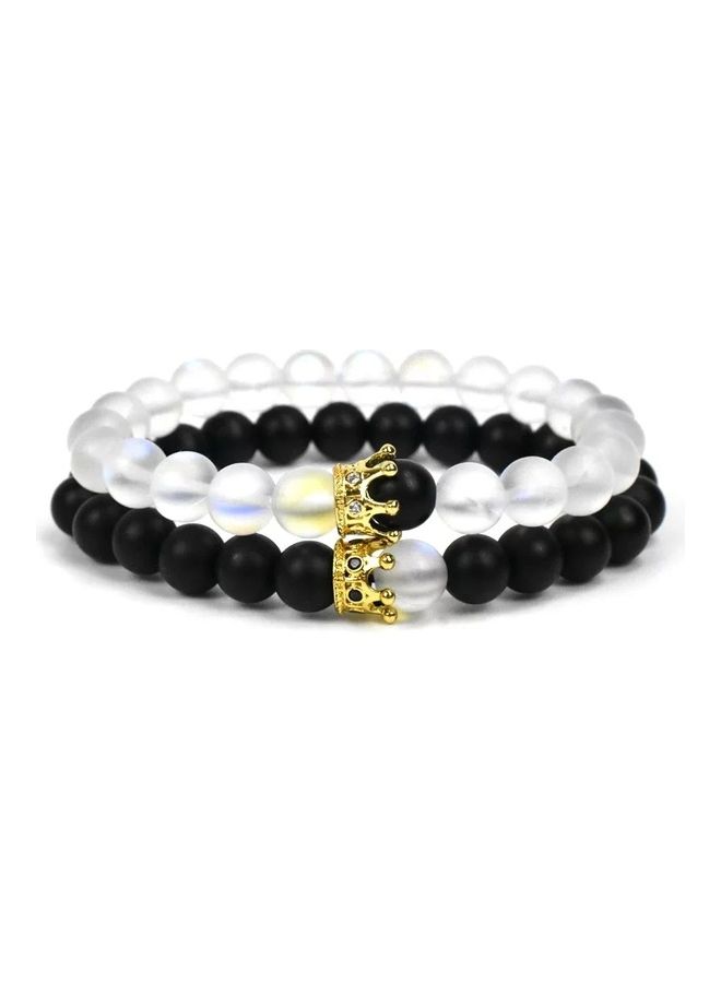 Miracle Empire 2-Piece Onyx Northern Lights Quartz Bracelet Set - Image 1