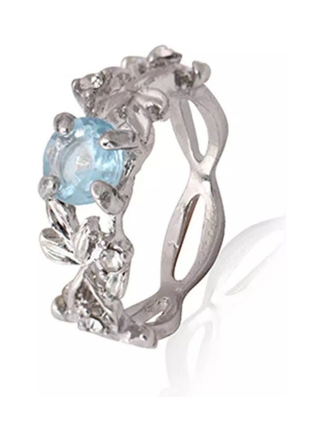Miracle Empire Aquamarine Princess Crown Flower Ring - Image 1