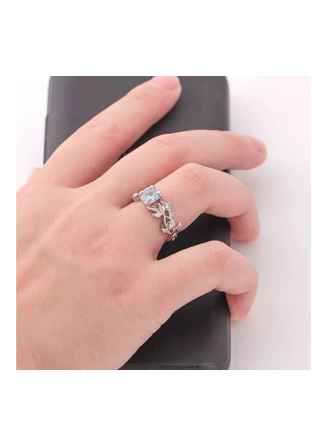 Miracle Empire Aquamarine Princess Crown Flower Ring - Image 2