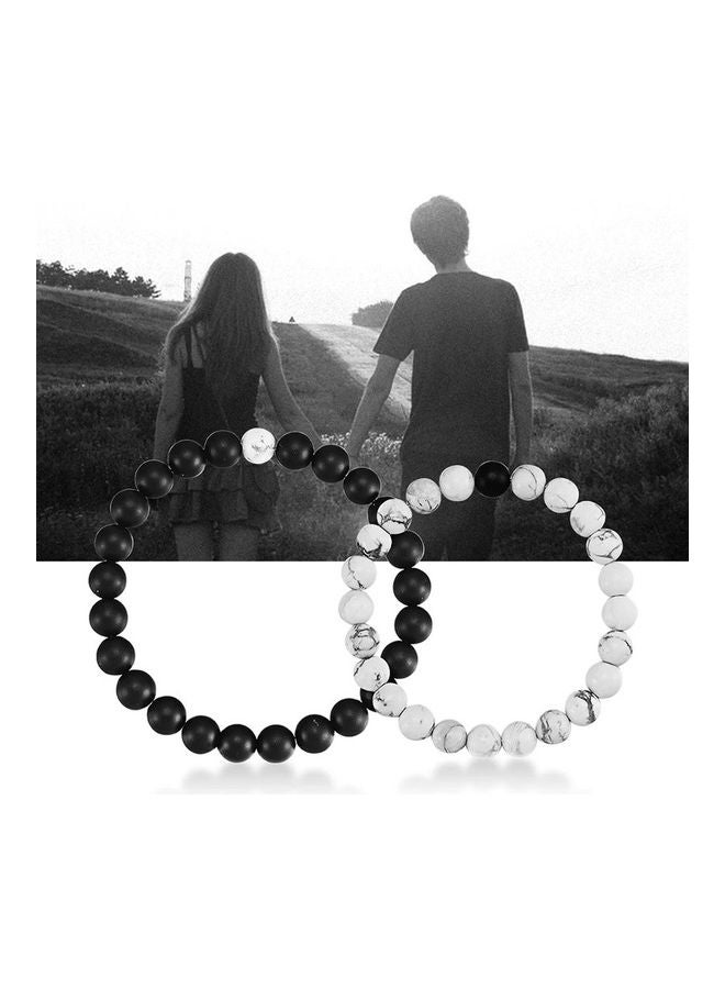 Miracle Empire 2-Piece Halite And Onyx Couple Bracelet Set - Image 2