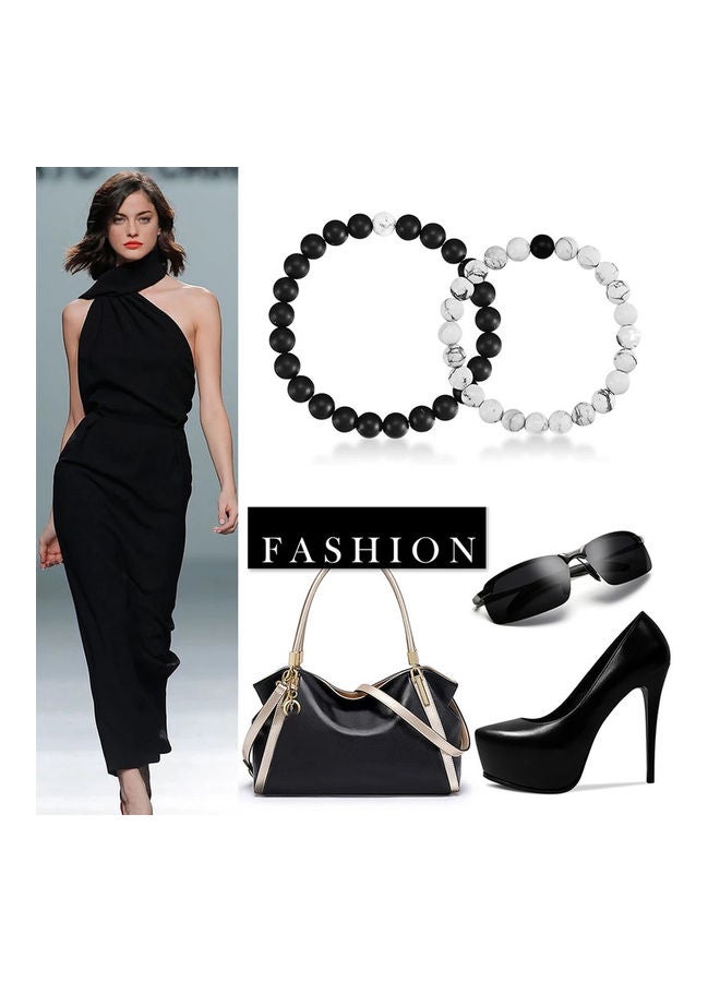 Miracle Empire 2-Piece Halite And Onyx Couple Bracelet Set - Image 3