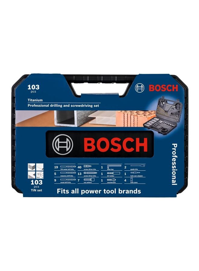 BOSCH - Set Of 103 Pro Mixed Drill Bit W/Case Silver/Black 1-40mm - Image 1