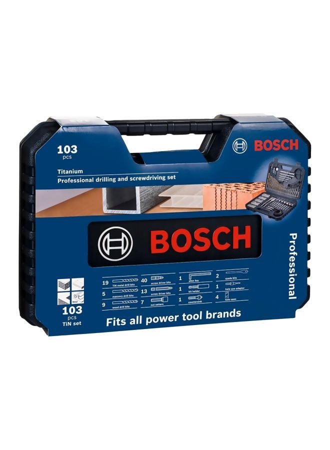 BOSCH - Set Of 103 Pro Mixed Drill Bit W/Case Silver/Black 1-40mm - Image 1