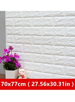 10-Piece PE Foam 3D Waterproof Brick Wall Stickers White 70x77x0.5cm - v1623921941/N24777447A_2