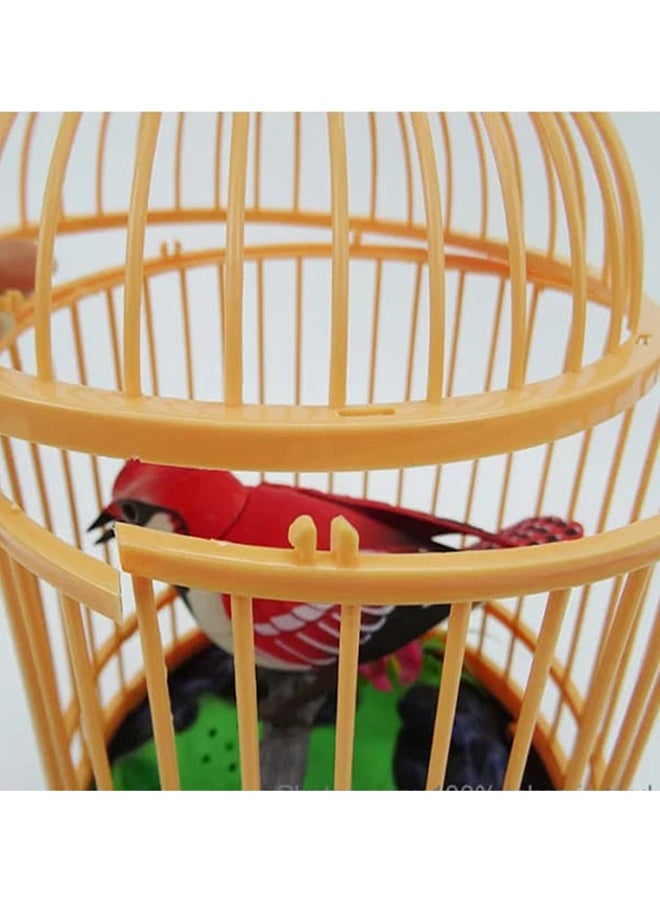 null - Electronic Bird Toy Singing Moving Chirping In Cage 33x16cm - Image 1