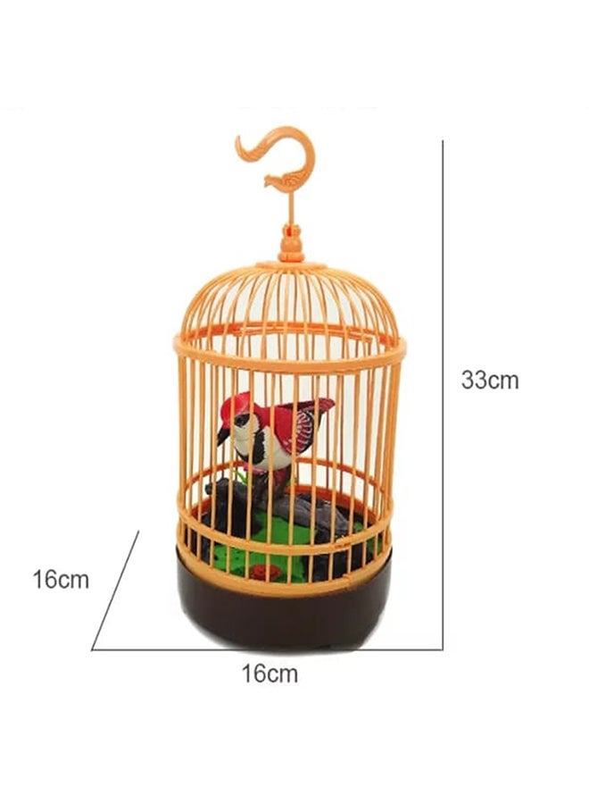 null - Electronic Bird Toy Singing Moving Chirping In Cage 33x16cm - Image 1