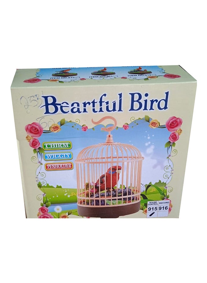 null - Electronic Bird Toy Singing Moving Chirping In Cage 33x16cm - Image 1