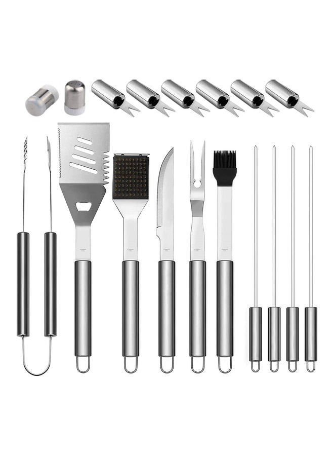 AIWANTO - 9-Piece BBQ Tool Set With Case Silver - Image 1