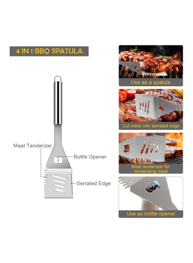 AIWANTO - 9-Piece BBQ Tool Set With Case Silver - Image 1