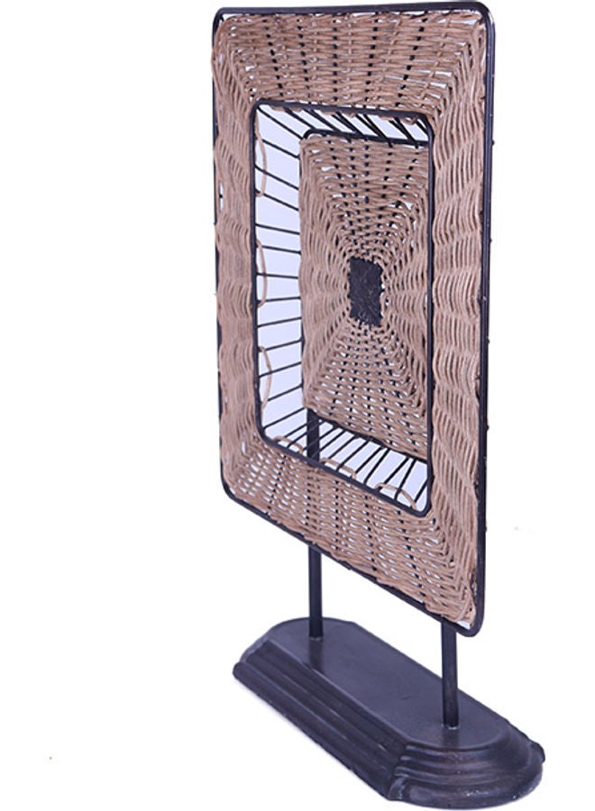 زهر تمثال منحوت على شكل طاولة مربعة من القش بيج/ أبيض/ أسود - Image 2