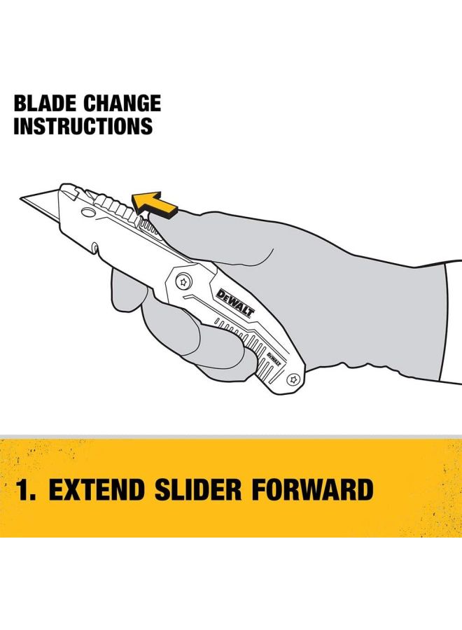 DEWALT Folding Retractable Utility Knife Yellow/Silver/Black 6x2inch - Image 5
