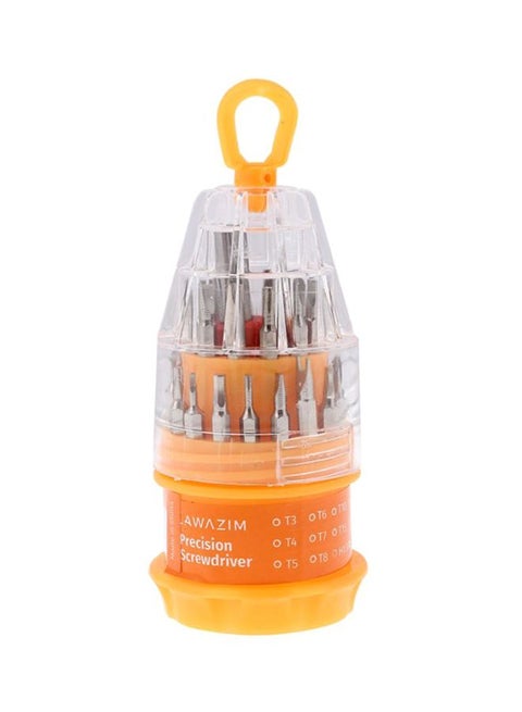 31-Piece Percision Screwdriver Set Silver/Red/Yellow 10cm