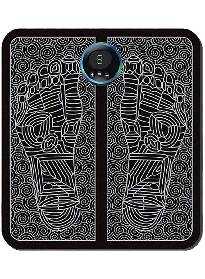 شو وو بساط تدليك كهربائي محمول للقدم أسود/أبيض 32 x 32سم - Image 1