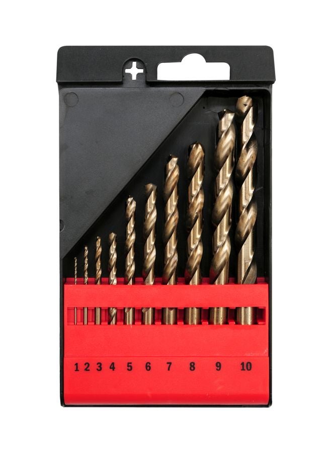 Yato 10-Piece Co-HSS Twist Drill Bit With Plastic Box Gold 1, 2, 3, 4, 5, 6, 7, 8, 9, 10  - Image 1