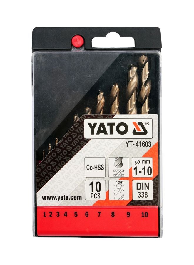 Yato 10-Piece Co-HSS Twist Drill Bit With Plastic Box Gold 1, 2, 3, 4, 5, 6, 7, 8, 9, 10  - Image 2