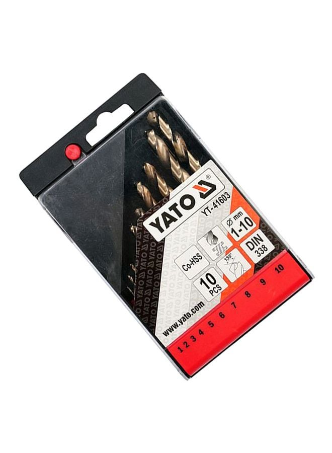 Yato 10-Piece Co-HSS Twist Drill Bit With Plastic Box Gold 1, 2, 3, 4, 5, 6, 7, 8, 9, 10  - Image 3