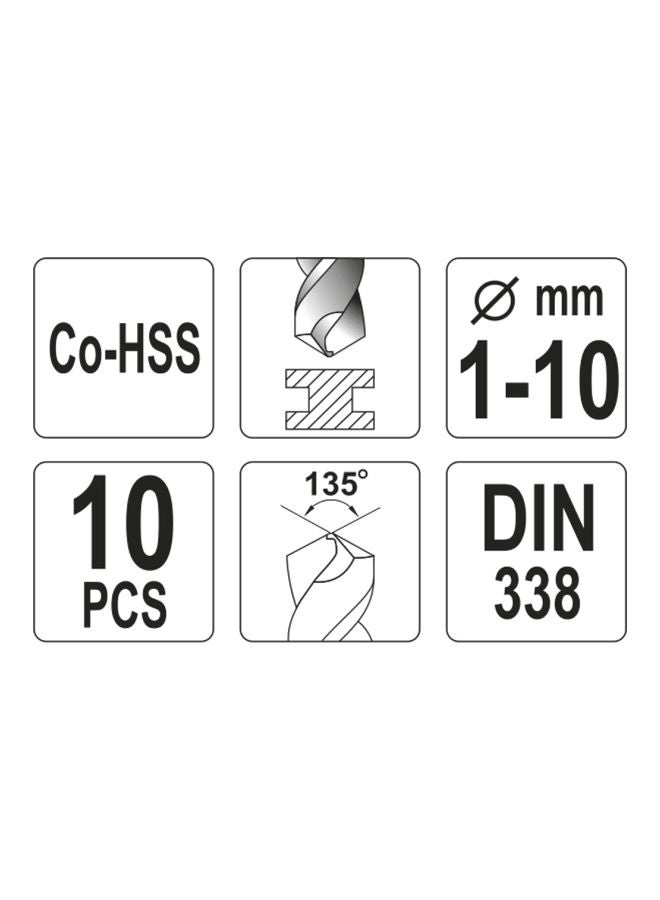 Yato 10-Piece Co-HSS Twist Drill Bit With Plastic Box Gold 1, 2, 3, 4, 5, 6, 7, 8, 9, 10  - Image 5