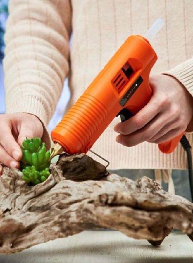 LAWAZIM Professional Glue Gun With Copper Nozzle Orange/Black/Gold  - Image 4