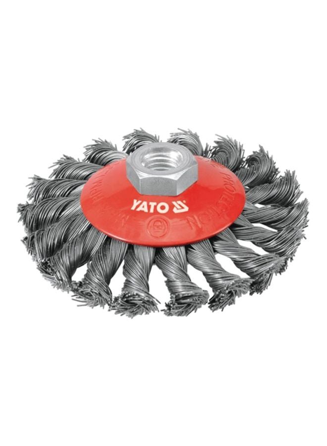 Yato Twisted Braided Wire Disc Brush Silver/Red - Image 1