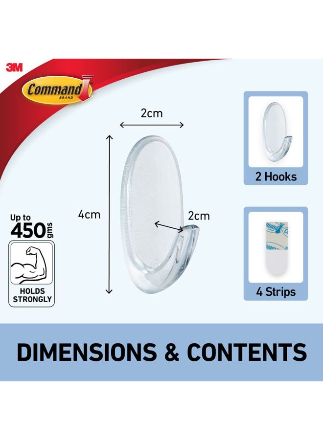 Command 2-Piece Strong And Versatile Damage-free Hanging Hooks With Strips Clear 4x2x2cm  - Image 4