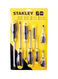 Stanley 8-Piece Screwdriver Set Silver/Black/Yellow 6.5x150 Millimeter, 3x75 Millimeter, 5x100 Millimeter, 6.5x45 Millimeter, PH1x100 Millimeter, PH2x150 Millimeter, PH0x60 Millimeter, PH2 45  - Image 2