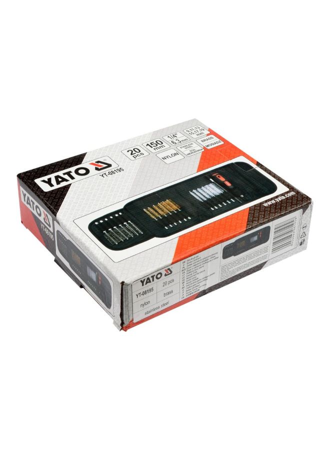 Yato 20-Piece Wire Brush Set Black/White/Gold 6x19cm - Image 3