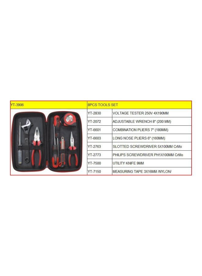 Yato 8-Piece Tools Set With Bag Black/Orange/Grey  - Image 2