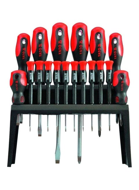 18-Piece Screwdriver Set Black/Red/Silver 1.25kg