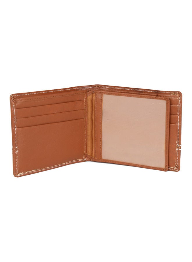 Solid Pattern Sew Detail Bi-Fold Wallet Brown  - Image 2