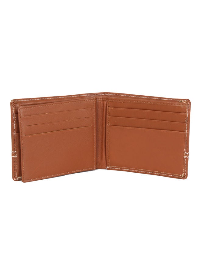Solid Pattern Sew Detail Bi-Fold Wallet Brown  - Image 3
