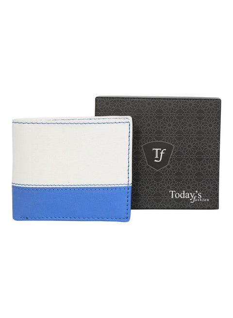 Colourblock Pattern Sew Detail Bi-Fold Wallet White/Blue