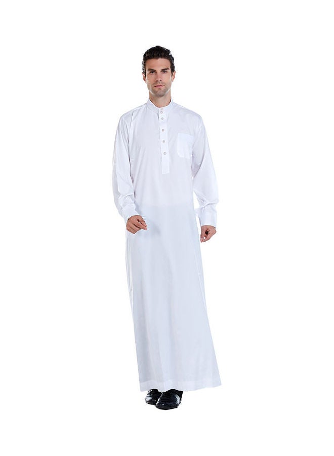 Classic Traditional High Neck Abaya White - Image 1