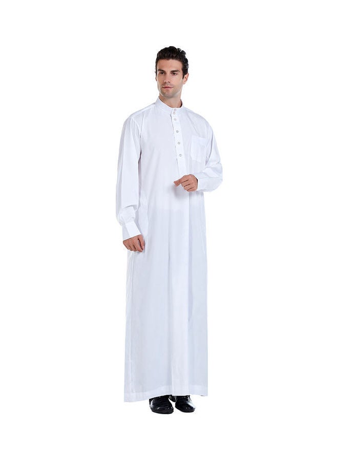 Classic Traditional High Neck Abaya White - Image 2