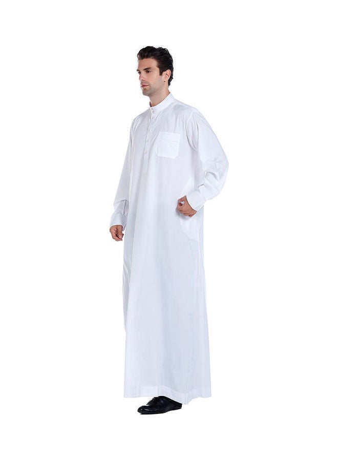 Classic Traditional High Neck Abaya White - Image 3