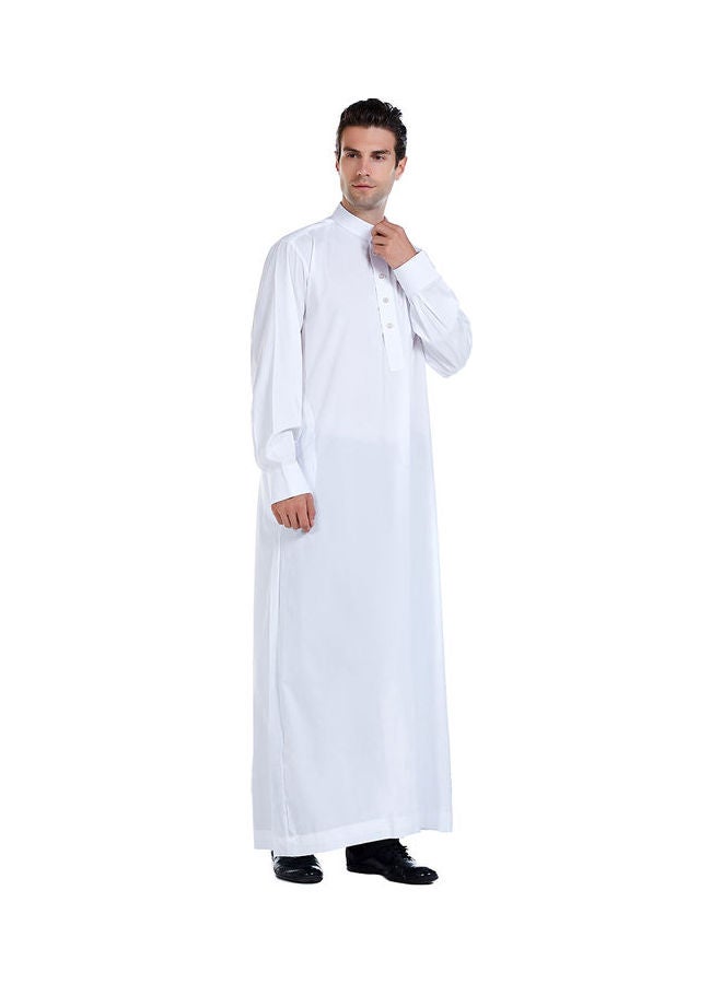 Classic Traditional High Neck Abaya White - Image 4