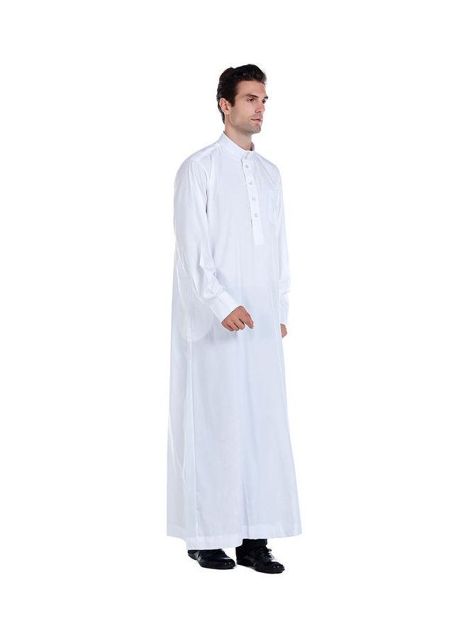 Classic Traditional High Neck Abaya White - Image 5