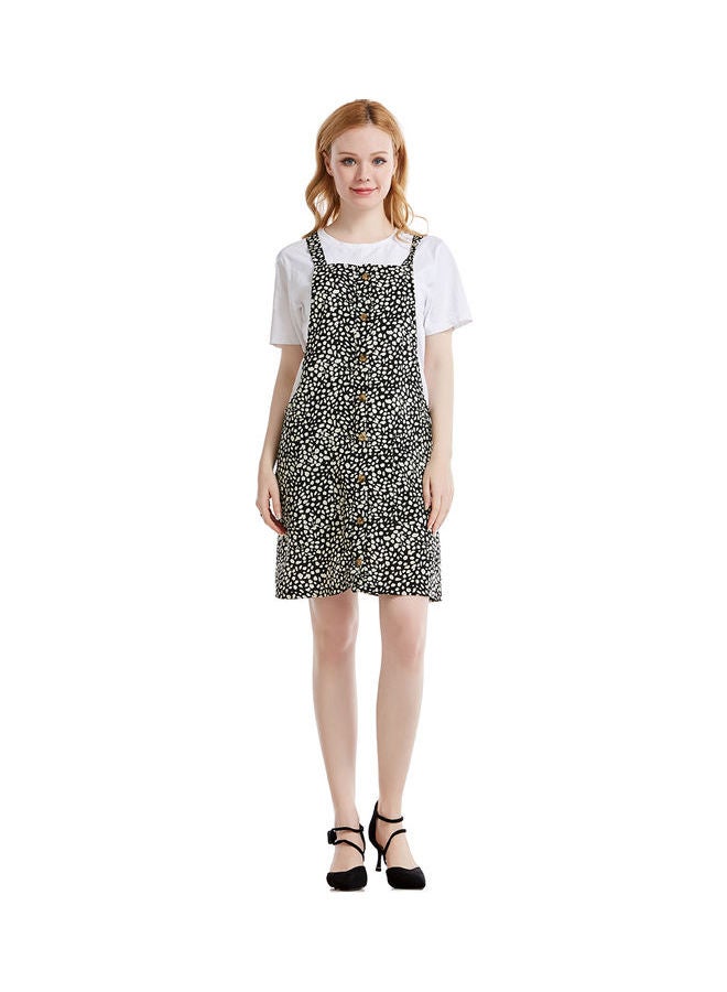 Fashionable Casual Dungaree Black/White - Image 4