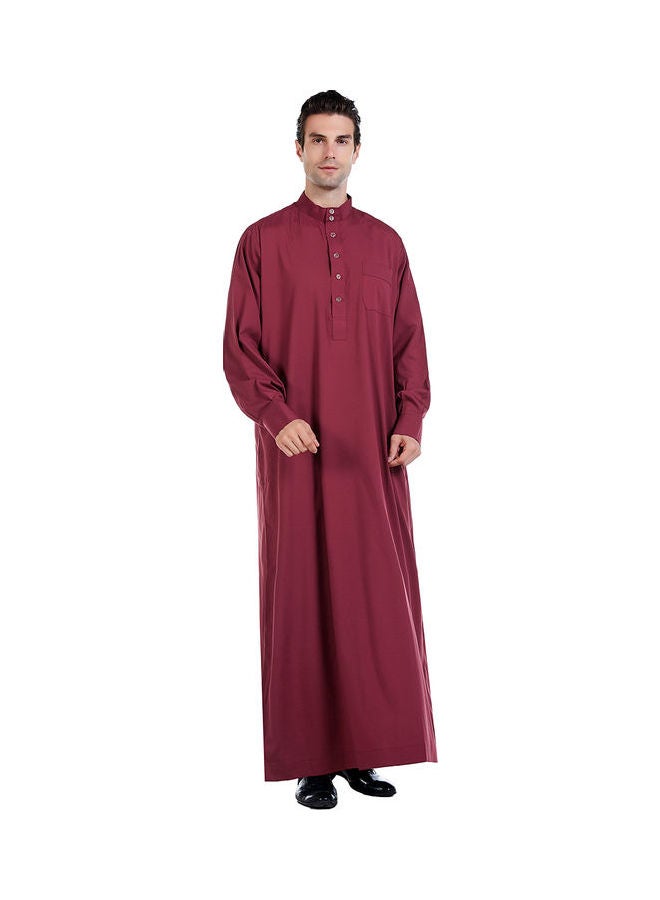 Classic Traditional High Neck Abaya Maroon - Image 1