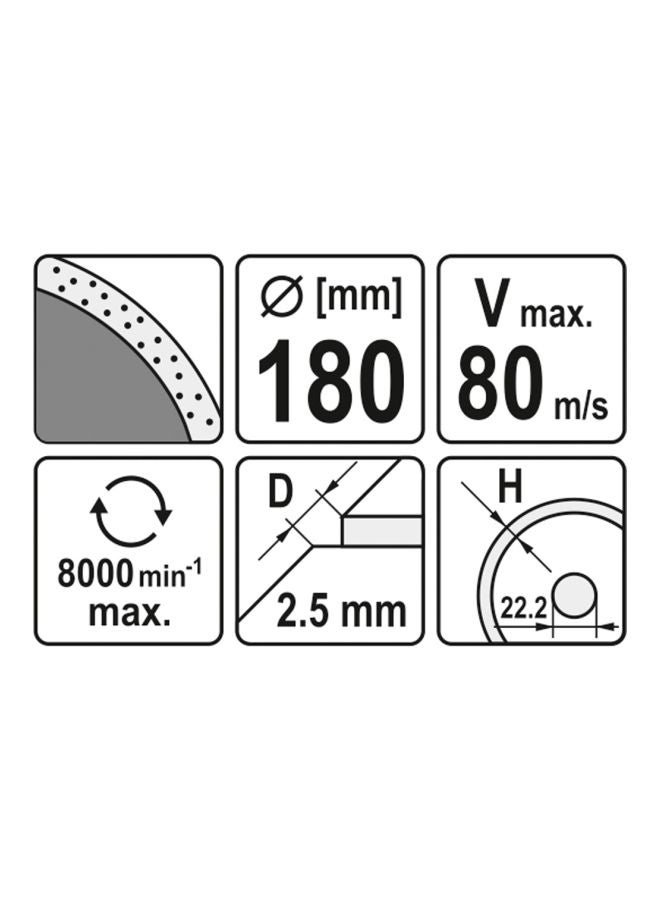 Yato Diamond Blade Continuous Rim Cutting Disc Black/Silver 180x22x10mm - Image 3