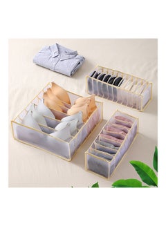 Generic 3-Piece Multifunctional Non-Woven Fabric Storage Box Set Beige/Yellow  - Image 2