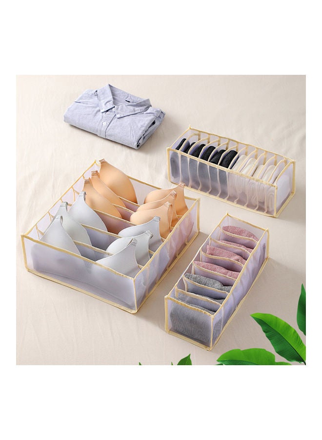 Generic 3-Piece Multifunctional Non-Woven Fabric Storage Box Set Beige/Yellow  - Image 2