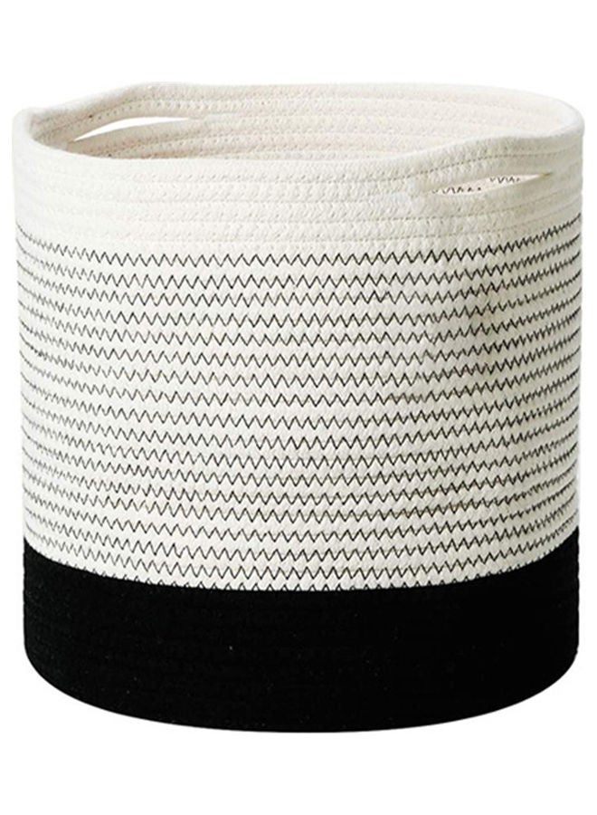 Hand-woven Multifunctional Cotton Portable Weaving Flower Basket for Home White/Black