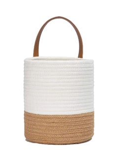 Natural Hand-Woven Hanging Basket with Rope White/Brown