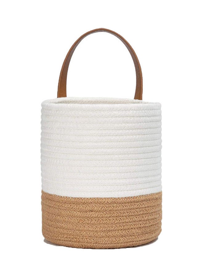 Generic - Natural Hand-Woven Hanging Basket with Rope White/Brown - Image 1